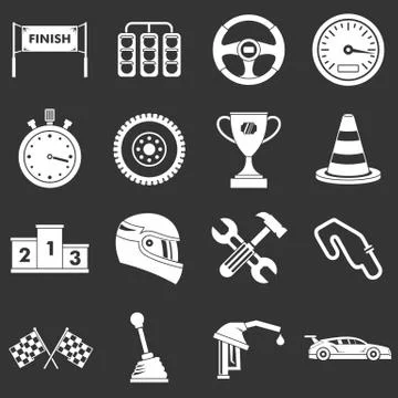 Racing speed icons set grey vector 스톡 일러스트