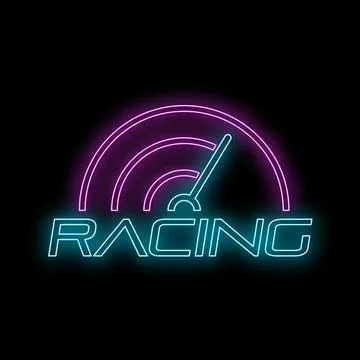 Racing speedometer neon glowing graphic design vector Stock Illustration