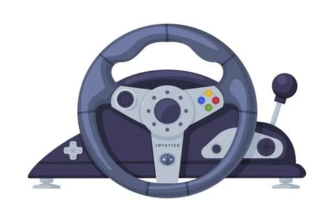 Racing Steering Wheel Game Controller, Video Game Accessory Device Vector Stock Illustration