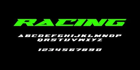Racing Sticker Typography Vector – Bold Speed Lettering for Motorsports Illustrazione stock