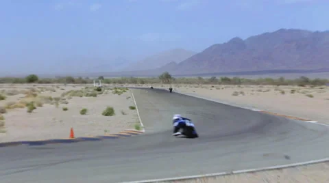 Racing Superbikes out of turn Stock Footage 34134404