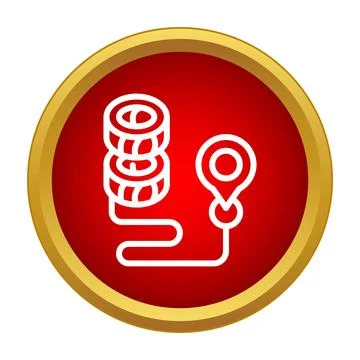 Racing tire stack with navigation route icon Stock Illustration