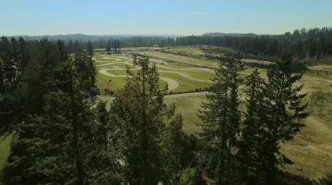 Racing track with dramatic sweeping motion of trees in foreground Stock Footage 49318540