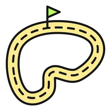 Racing track with flag marking start or finish line Stock Illustration