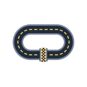 Racing track road with checkered flag marking start finish line Stock Illustration