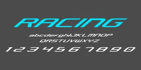 Racing Typography Vector – Bold Speed Lettering Illustrazione stock