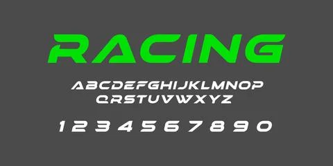 Racing Typography Vector – Dynamic Speed Lettering Illustrazione stock