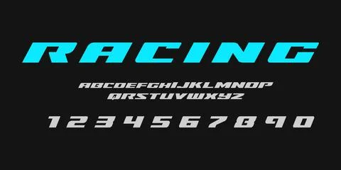 Racing Typography Vector Font – Bold Speed Style Typeface Stock Illustration