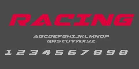 Racing Typography Vector Font – Bold Speed Style Typeface for Logos Stock Illustration