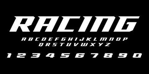 Racing Typography Vector Font – Speed Style Typeface for Sports Stock Illustration
