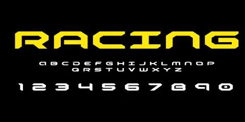 Racing Vector Font - Aerodynamic Performance Motorsport Alphabet Stock Illustration