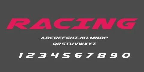 Racing Vector Font – Bold Speed Typography for Motorsports Stock Illustration
