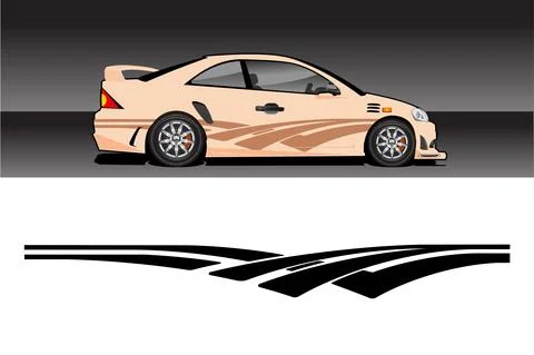 Racing vehicle design vector isolated elegant racing line sticker Stock Illustration