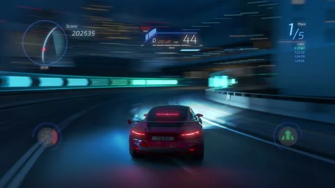 Racing Video Game App Stock Footage 158888811