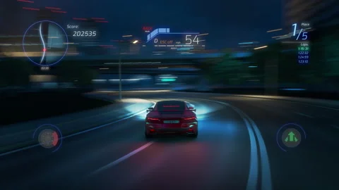 Racing Video Game App Stock Footage 158889085