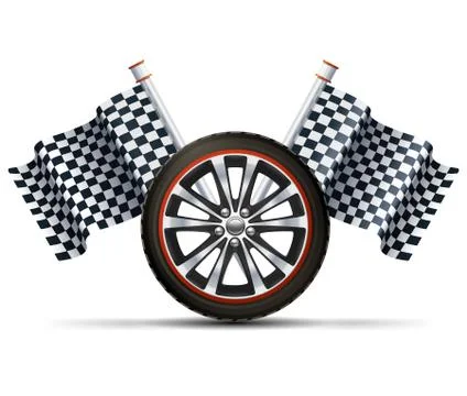 Racing Wheel With Flags Stock Illustration