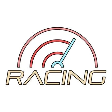 Racing word with speedometer icon on white background Stock Illustration