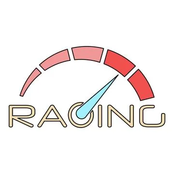 Racing word with a speedometer needle indicating high speed Stock Illustration