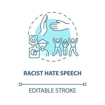 Racist hate speech blue concept icon Stock Illustration