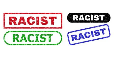 RACIST Rectangle Stamp Seals with Unclean Style Stock Illustration