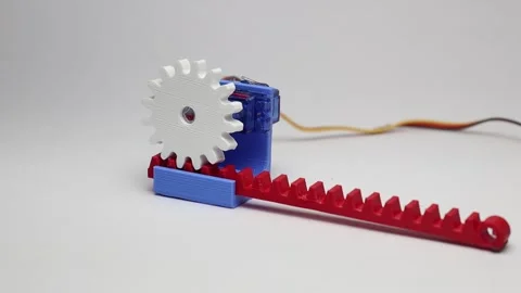 Rack and pinion mechanism using micro servo and 3d printed parts Stock Footage 334123309