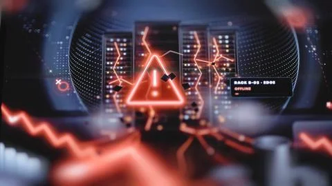 Rack B-02 Edge panel reports offline server status Stock Photos