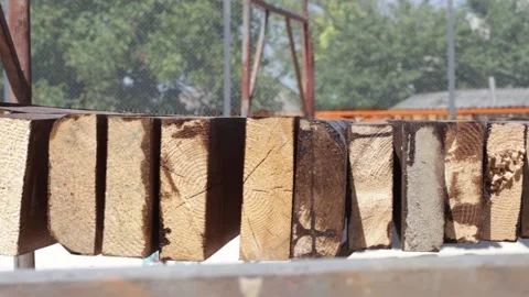 Rack with boards for construction Stock Footage 200205112