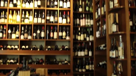 Rack with bottles of wine. Stock Footage 46070826