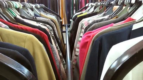 Rack with clothes. Stock Photos