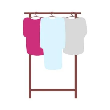 Rack with clothes semi flat color vector object イラスト素材