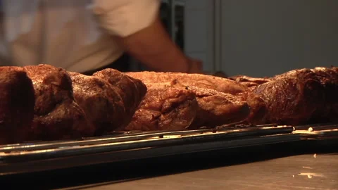 Rack Of Cooked Meat Resting Stock Footage 135770119
