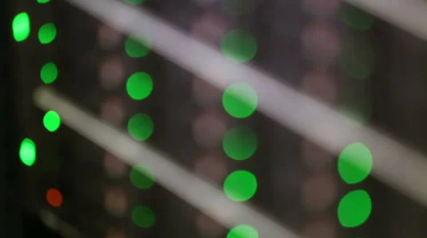 Rack of data server with many hard drives and LED lamps blinks Stock Footage 31209409