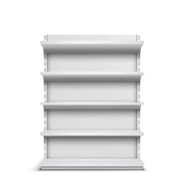 Rack with empty shelves 3d realistic vector Stock-Illustration