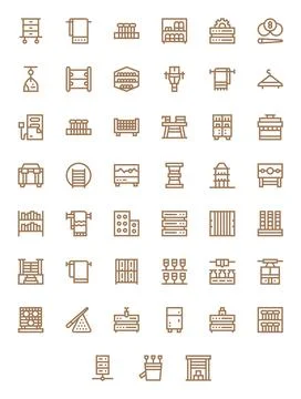Rack Essential Vector Set including 45 Pixel Aligned Bold Line High Resolut.. Stock Illustration