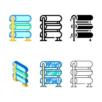 Rack with fabrics color icon vector styleset Stock Illustration