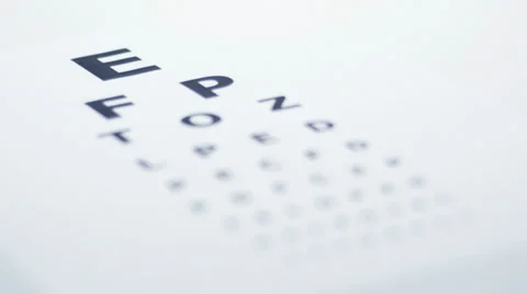 Rack focus across eyetest chart Stock-Footage 33869004
