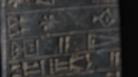 Rack focus to archaeological treasure cuneiform tablet Stock Footage 142403489