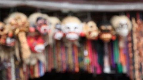 Rack Focus to Asian Masks Stock Footage 104417939