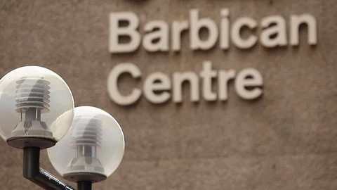Rack focus of the Barbican Centre sign  Stock Footage 123645112