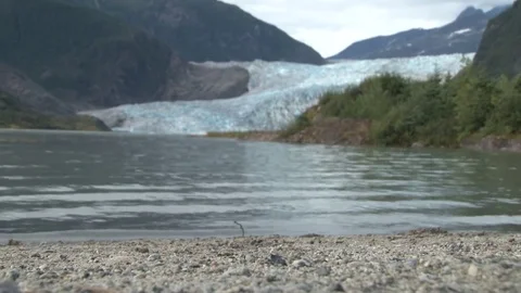 Rack focus from beach to Glacier Video stock 85226945