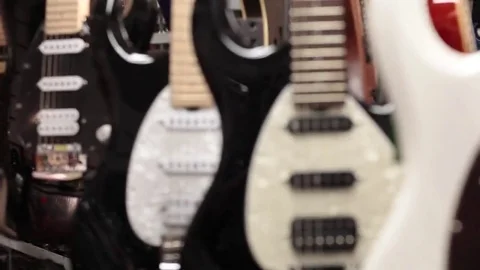 Rack focus black and white guitar Stock Footage 69111221