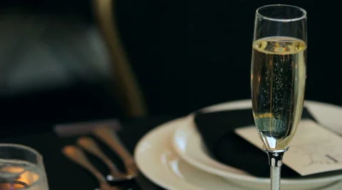 Rack Focus of Champagne on a Table Stock Footage 45934414