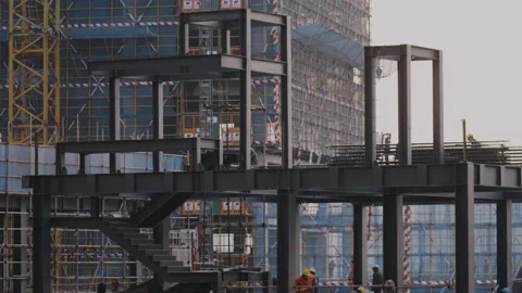 Rack focus of chinese building construction Stock Footage 224334025