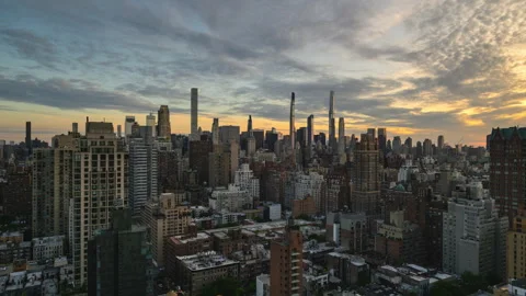 Rack Focus Cityscape Timelapse Evening Zoom Out Stock Footage 242565019