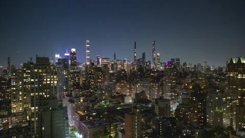 Rack Focus Cityscape Timelapse Night Stock Footage 242597016