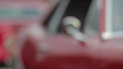 Rack Focus Onto Classic Car at Car Show Stock Footage 58111906