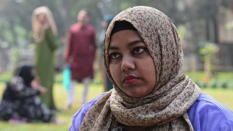 Rack Focus Close Up Female Student to Youth Socializing Dhaka University Stock Footage 340234205