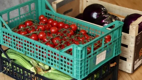 Rack focus close up on vegetables, ramen bar, Florence, Italy, HD Stock Footage 93102725