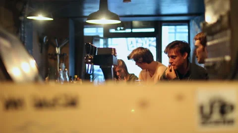 Rack Focus From DJ Setup To People Drinking Inside Pub Stock-Footage 344541362