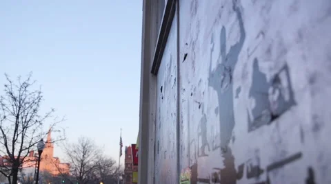 Rack focus of "Don't Shoot Tag" in on wall in Baltimore City, Maryland. Stock Footage 59991237